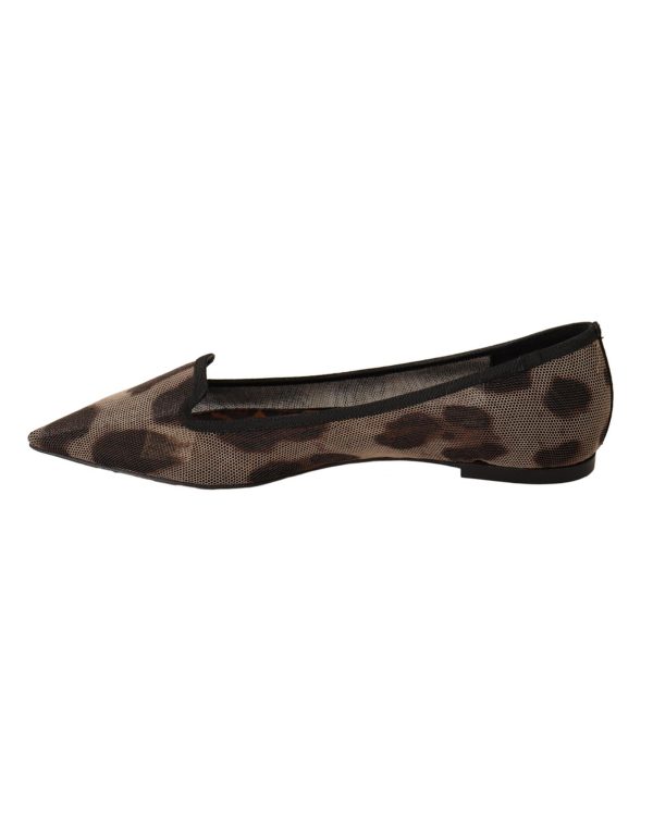 Leopard Print Loafers with Pointed Toe and Leather Insole 39 EU Women