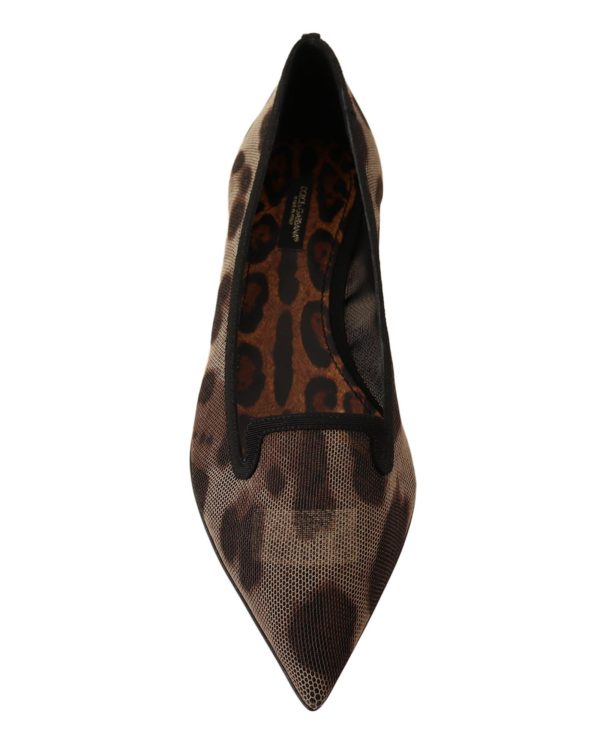 Leopard Print Loafers with Pointed Toe and Leather Insole 39 EU Women