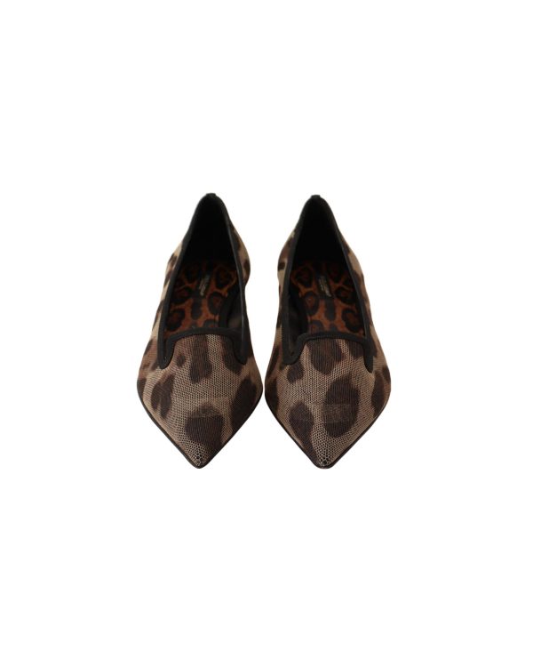 Leopard Print Loafers with Pointed Toe and Leather Insole 39 EU Women