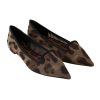 Leopard Print Loafers with Pointed Toe and Leather Insole 39 EU Women