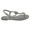 Gorgeous Dolce & Gabbana Silver Sandals with Metal Detailing and Crystals – 37 EU