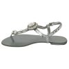 Gorgeous Dolce & Gabbana Silver Sandals with Metal Detailing and Crystals – 37 EU