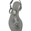 Gorgeous Dolce & Gabbana Silver Sandals with Metal Detailing and Crystals – 37 EU