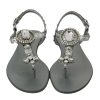 Gorgeous Dolce & Gabbana Silver Sandals with Metal Detailing and Crystals – 37 EU