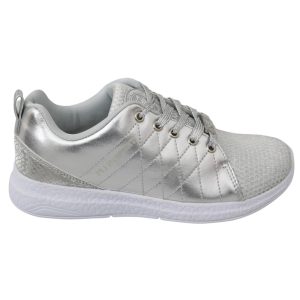 Gisella Sneakers - Silver Polyester Sneakers with Logo Details Women