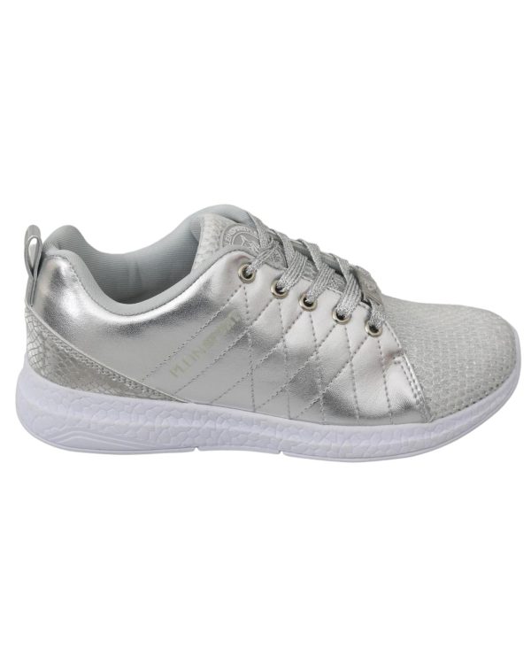 Gisella Sneakers – Silver Polyester Sneakers with Logo Details Women – 36 EU