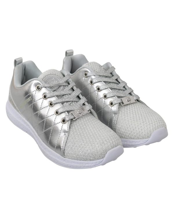 Gisella Sneakers – Silver Polyester Sneakers with Logo Details Women – 36 EU