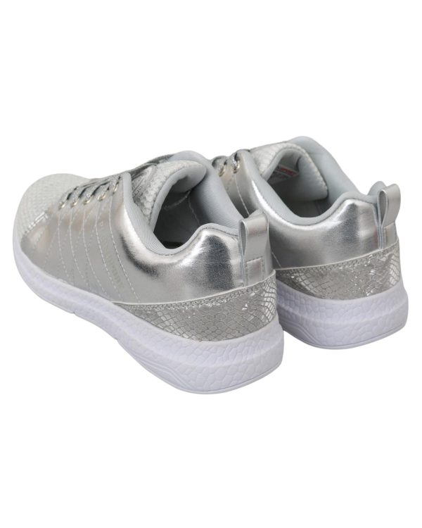 Gisella Sneakers – Silver Polyester Sneakers with Logo Details Women – 36 EU