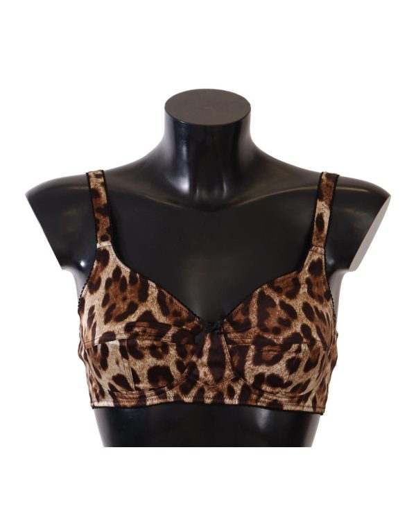 Brand New Dolce & Gabbana Leopard Print Silk Bra – 2 IT