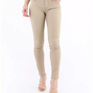 High Waist Stretch Cotton Denim Trousers Women