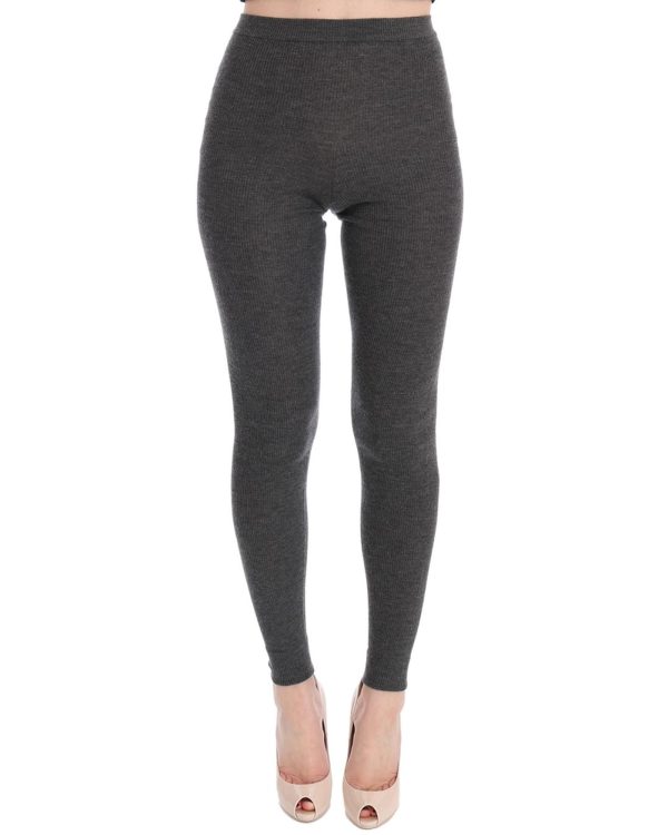 High Waist Cashmere Tights Pants with Logo Details Women – 44 IT