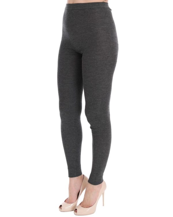 High Waist Cashmere Tights Pants with Logo Details Women – 44 IT