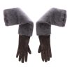 Gray Mink Fur and Lamb Leather Suede Elbow Gloves 7.5 Women