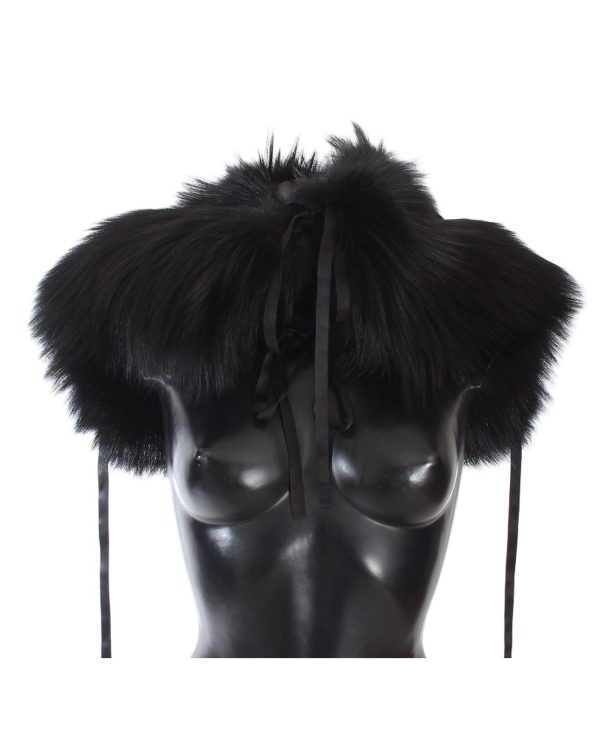 Dolce & Gabbana Black Fox Fur Shoulder Wrap Women – M