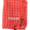 Missoni Cashmere Scarf with Checkered Pattern and Logo Embroidery One Size Men