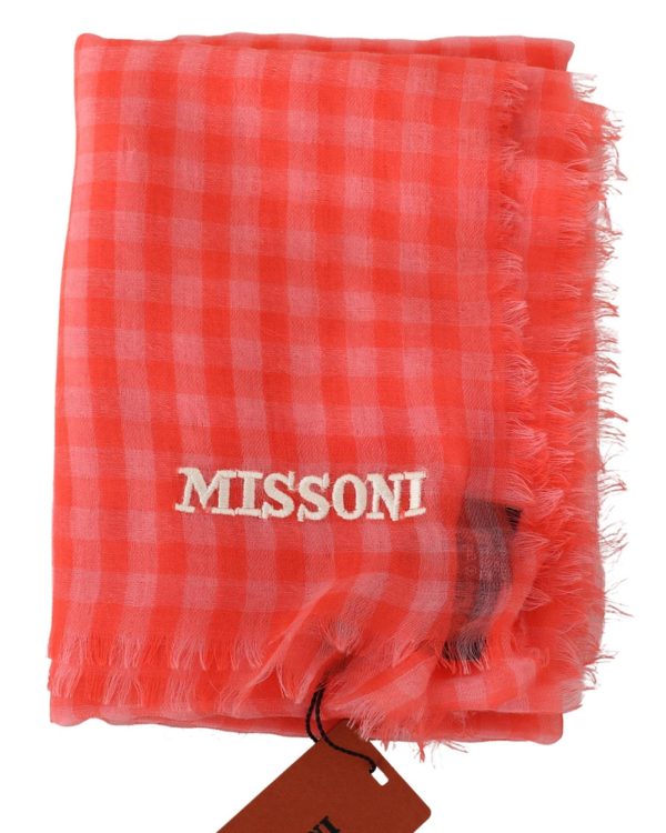 Missoni Cashmere Scarf with Checkered Pattern and Logo Embroidery One Size Men