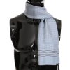 Dolce & Gabbana Blue Silk Polka Dot Fringed Scarf One Size Men