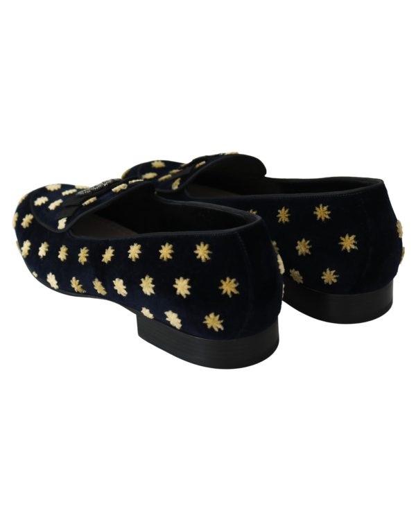 Velvet Loafers with Ricamo Embroidery and Crown Embellishment 39 EU Men