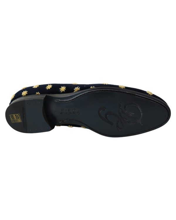 Velvet Loafers with Ricamo Embroidery and Crown Embellishment 39 EU Men