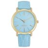 Gold Rhinestone Fashion Watch with Blue Leatherette Strap One Size Women