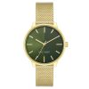 Gold Bangle Quartz Watch with Stainless Steel Mesh Wristband One Size Women