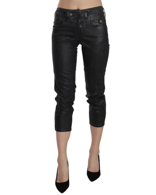 New GALLIANO Mid Waist Slim Leg Cropped Jeans Women – W24 US