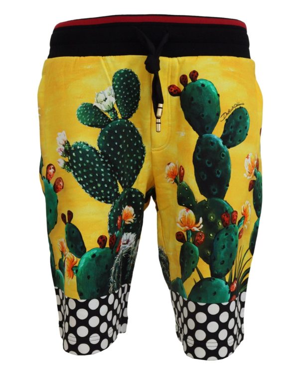 Authentic Dolce & Gabbana Multicolor Cactus Print Sweat Shorts Men – 44 IT