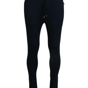 Blue Track Casual Sweatpants with Logo Details by Dolce & Gabbana Men