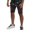 Black Volcano Print Knee Length Shorts by Dolce & Gabbana 44 IT Men