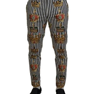 Gorgeous Dolce & Gabbana Chino Pants with Gold Crown Print Men