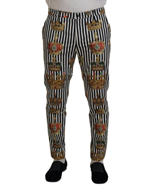 Gorgeous Dolce & Gabbana Chino Pants with Gold Crown Print Men – 44 IT