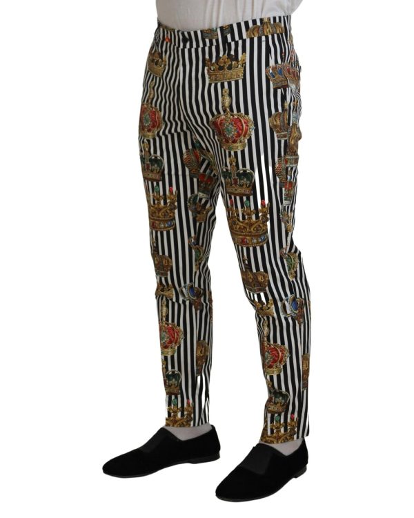 Gorgeous Dolce & Gabbana Chino Pants with Gold Crown Print Men – 44 IT