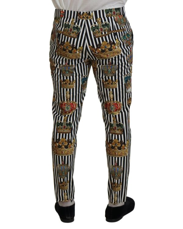 Gorgeous Dolce & Gabbana Chino Pants with Gold Crown Print Men – 44 IT