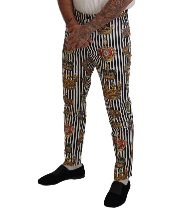 Gorgeous Dolce & Gabbana Chino Pants with Gold Crown Print Men – 44 IT