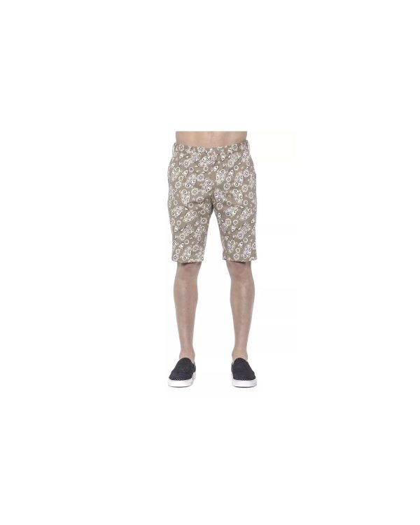 Patterned Mens Bermuda Shorts with Hook and Zip Closure Men – W48 US