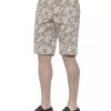 Patterned Mens Bermuda Shorts with Hook and Zip Closure Men – W48 US