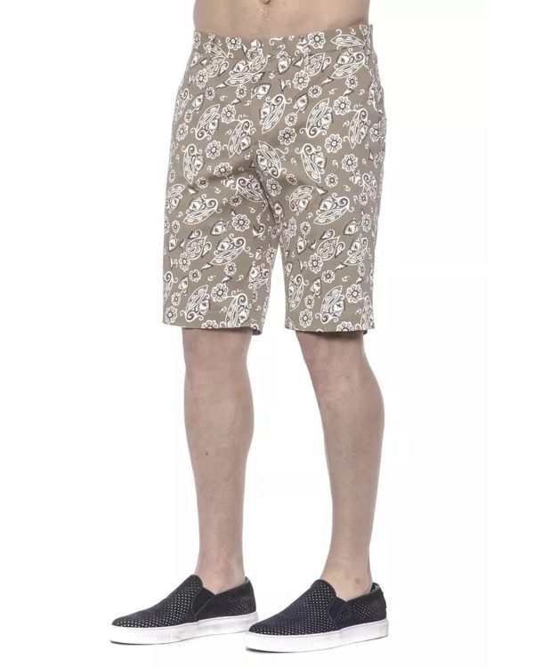 Patterned Mens Bermuda Shorts with Hook and Zip Closure Men – W48 US