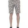 Patterned Fabric Bermuda Shorts with Hook and Zip Closure Men – W48 US