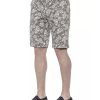 Patterned Fabric Bermuda Shorts with Hook and Zip Closure Men – W48 US