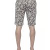 Patterned Fabric Bermuda Shorts with Hook and Zip Closure Men – W48 US