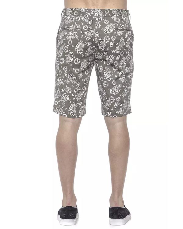 Patterned Fabric Bermuda Shorts with Hook and Zip Closure Men – W48 US