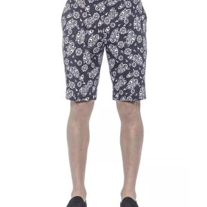 Patterned Mens Bermuda Shorts with Hook and Zip Closure Men