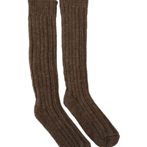 Womens Knit Over the Calf Socks with Logo Detail One Size Women