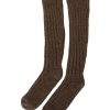 Womens Knit Over the Calf Socks with Logo Detail One Size Women