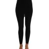 Black Cashmere Silk Stretch Tights Pants 36 IT Women