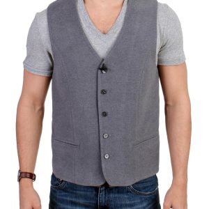 Costume National CNC Gray Cotton Blend Casual Vest 48 IT Men