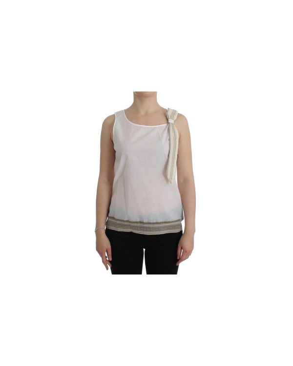 Ermanno Scervino White Cotton-blend Bow Top 46 IT Women