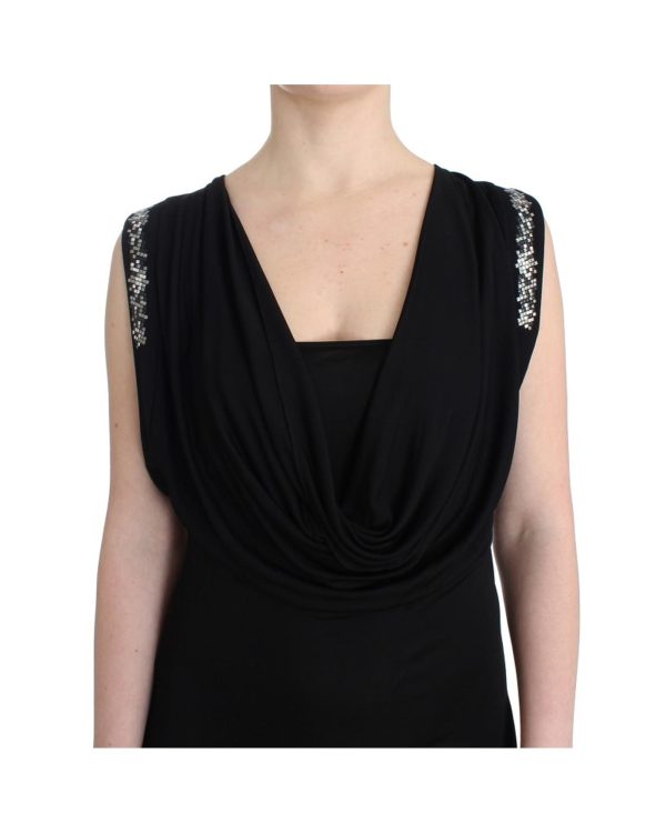 Gorgeous Sleeveless Black Dress with Silver Metal Details Women – 44 IT