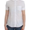 John Galliano White Cotton Stretch Shortsleeve Shirt Top Women – 40 IT