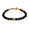 NIALAYA Gold Plated Sterling Silver Bracelet with Agate Stone and CZ Diamond Cross Women – M